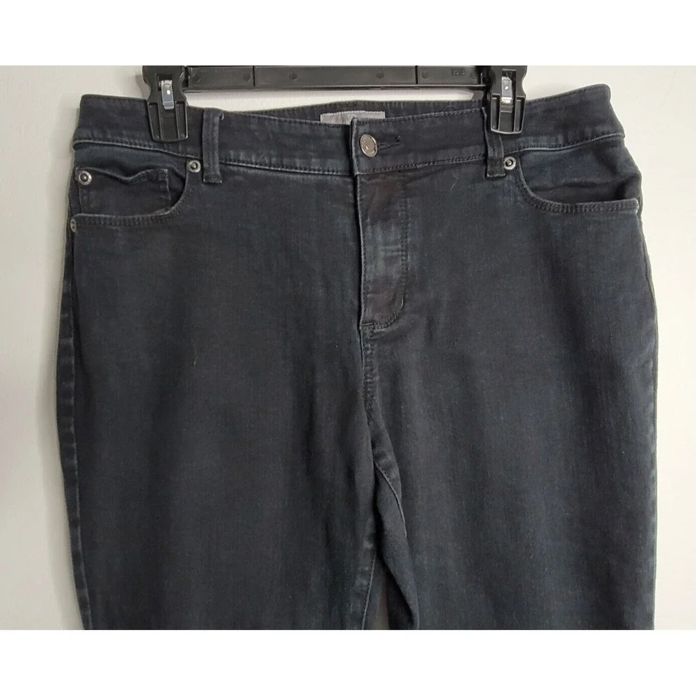 Chicos Womens Size 1.5 US 10 So Slimming Jeans‎ Black Denim Ankle Regular